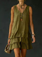 Sleeveless V-neck ruffled hem dress — plus sizes