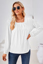 Blouse froncée col carré manches longues