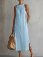 Robe mi-longue sans manches bordure dentelle — grandes tailles
