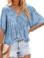Chemise texturée col V boutonnée — grandes tailles