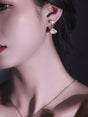 Fan-Shaped Pearl Drop Earrings
