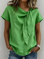 Blouse col lavallière manches courtes — grandes tailles
