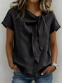 Blouse col lavallière manches courtes — grandes tailles